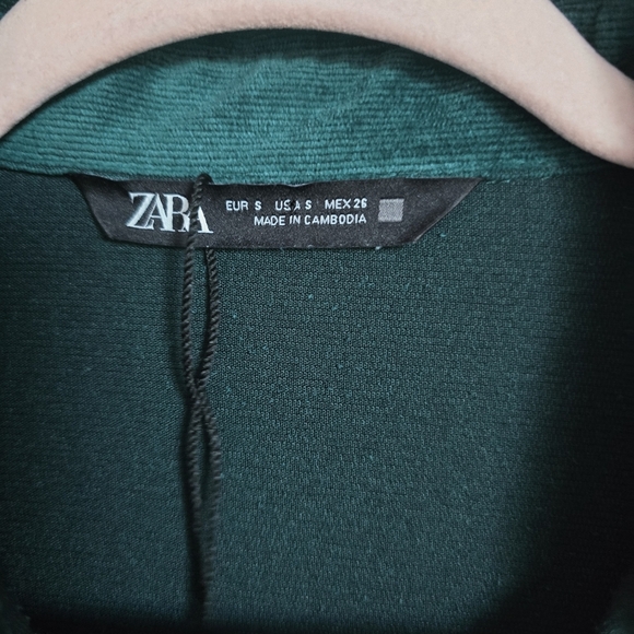 ZARA, Hunter Green Fine Waled Oversized Corduroy Button Front Shirt, Size Small - Picture 11 of 13